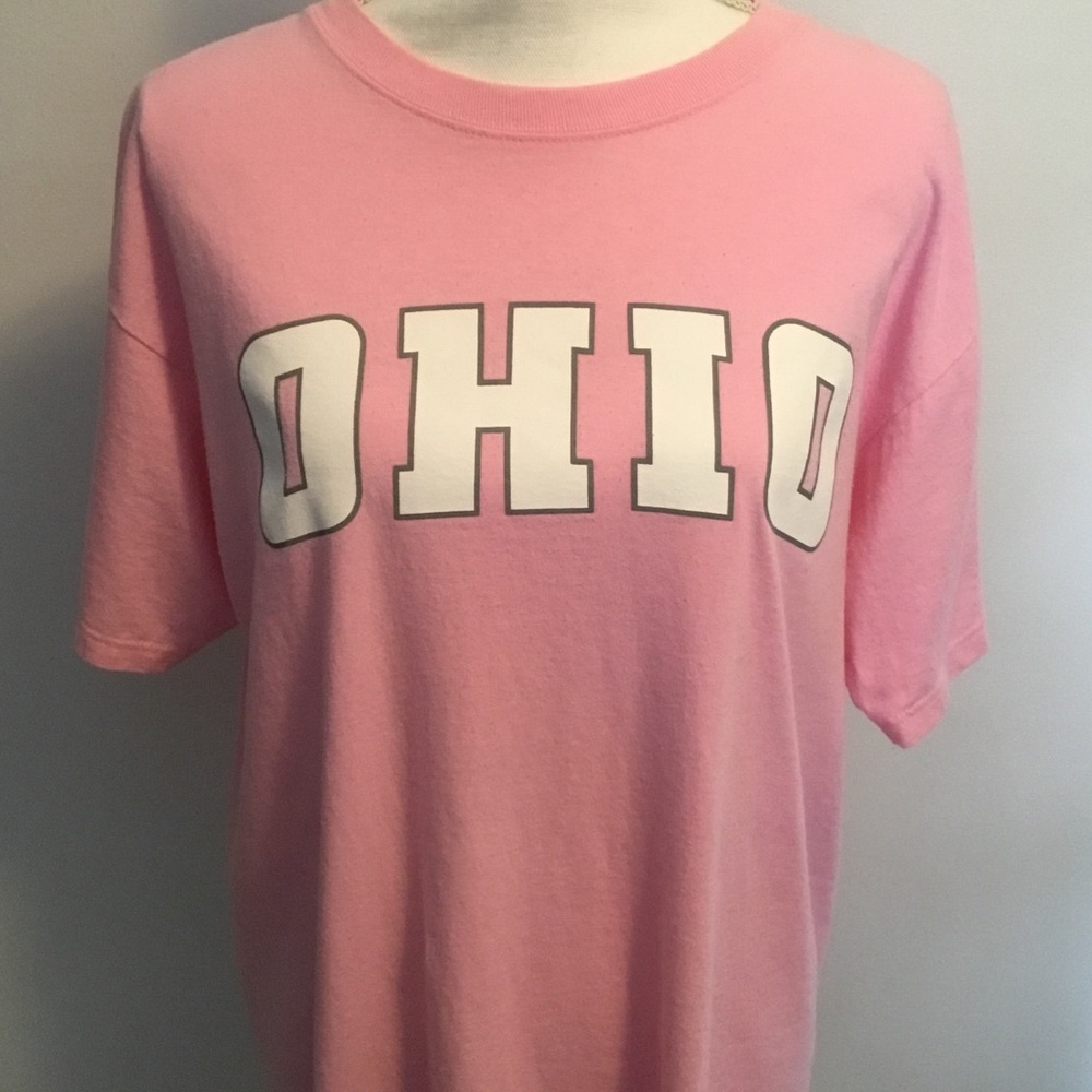 Anvil pink Tee with the word Ohio on front size L
